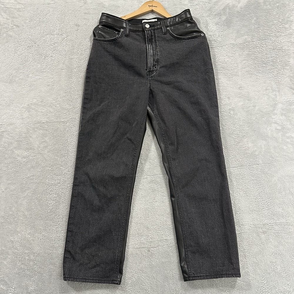 Abercrombie & Fitch Jeans Sz 30 / 10 Leather Split Ankle Straight Ultra High Ris